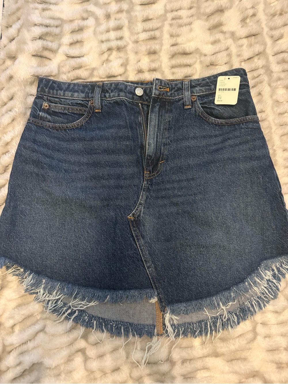 Free People Denim Frayed-Hem Mini Skirt - Blue